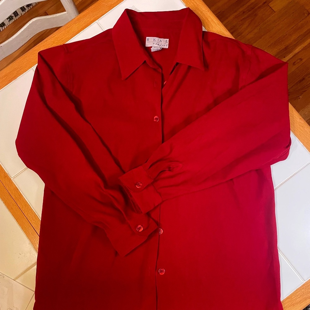 Cranberry faux suede button down